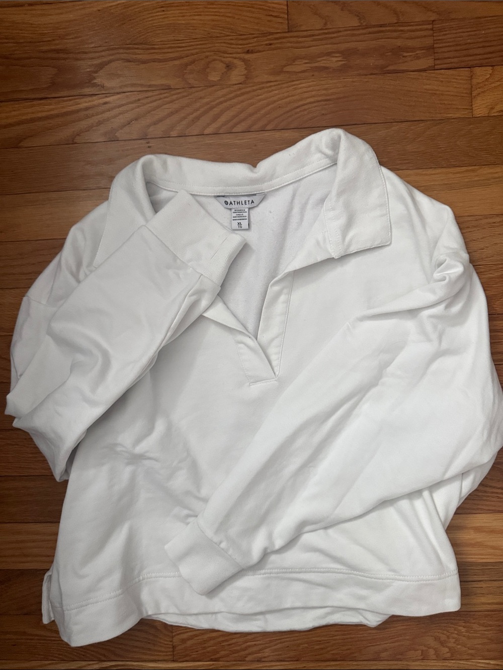 Athleta White Long-Sleeve Polo Top